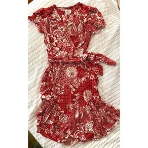 SALE Eci Red Floral Dress with Vintage Flair
